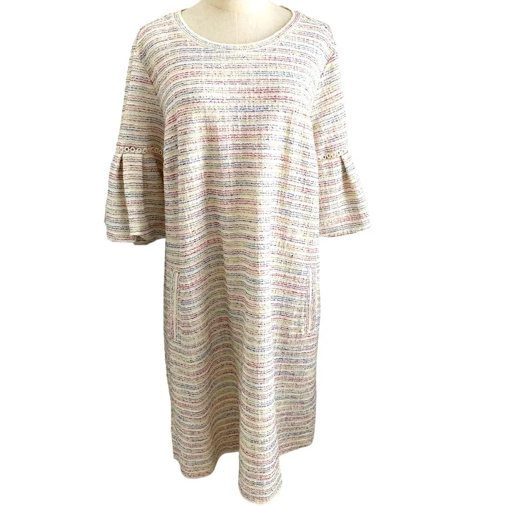 Loft Multicolored Puff Bell Sleeve Shift Dress Size XXL